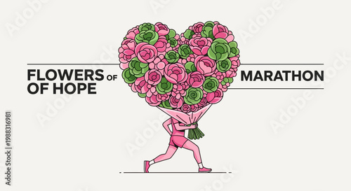 Runner Carrying Heart-Shaped Floral Arrangement: Flowers Of Hope Marathon Concept
