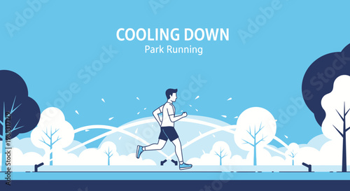 Runner Cooling Down After Workout in the Park Perfecting Health And Wellness, With Trees