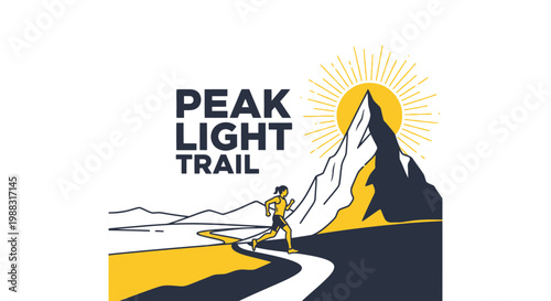 Runner Ascends Mountain Trail with Sunlight Symbolizing Freedom and Peak Performance