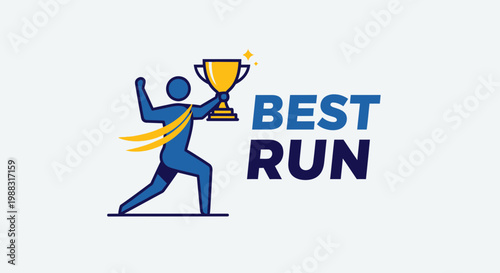 Runner Celebrates Victory Holding A Trophy Design Suitable For Sports Competitions
