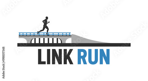 Runner Crossing Bridge During Marathon Event in Minimalist Style Design for Sport Illustration