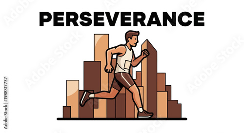 Runner Demonstrates Perseverance While Overcoming Urban Hurdles In A Dynamic Digital Illustration