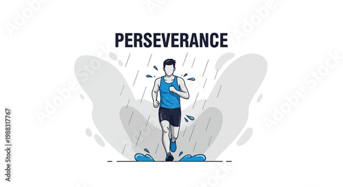 Runner Demonstrates Resolve, Overcoming Obstacles, Showing Tenacity and Resilience In the Storm