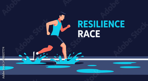 Runner Demonstrates Resilience, Competing In The Race Through Challenging Terrain