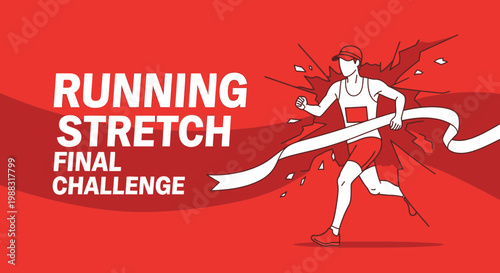 Runner Crossing Finish Line of Competition, Achieving Victory in Running Challenge