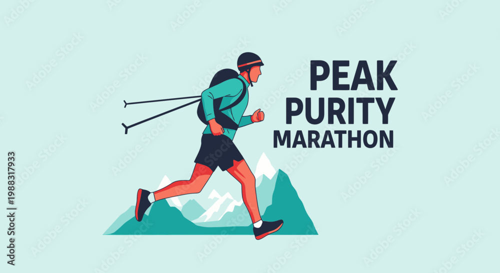 Obraz premium Runner Embarking on a Mountain Marathon, Reaching For The Peak With Pure Grit