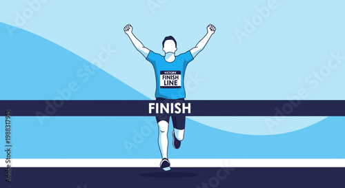 Runner Crossing Finish Line Reaching Victory, A Celebration Of Athletic Achievement And Perseverance