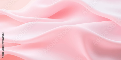 Luxurious pink silk and satin fabric textile background with smooth flowing waves and shiny purple light curves creates a soft decorative drapery illustration for a high-end material backdrop design