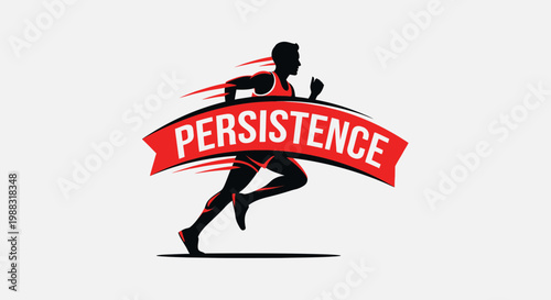 Runner Emblem Illustrating Persistence and Determined Athletic Endeavor for Victory