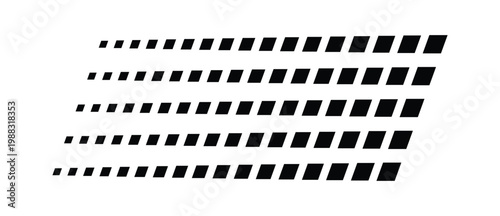 Racing diagonal dash pattern in motion style, angled rectangular streak lines showing speed effect, motorsport velocity graphic, isolated for formula one race events