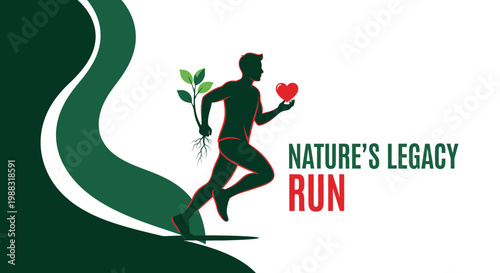 Runner Embracing Nature And Its Impact With Green Theme Design For Environment