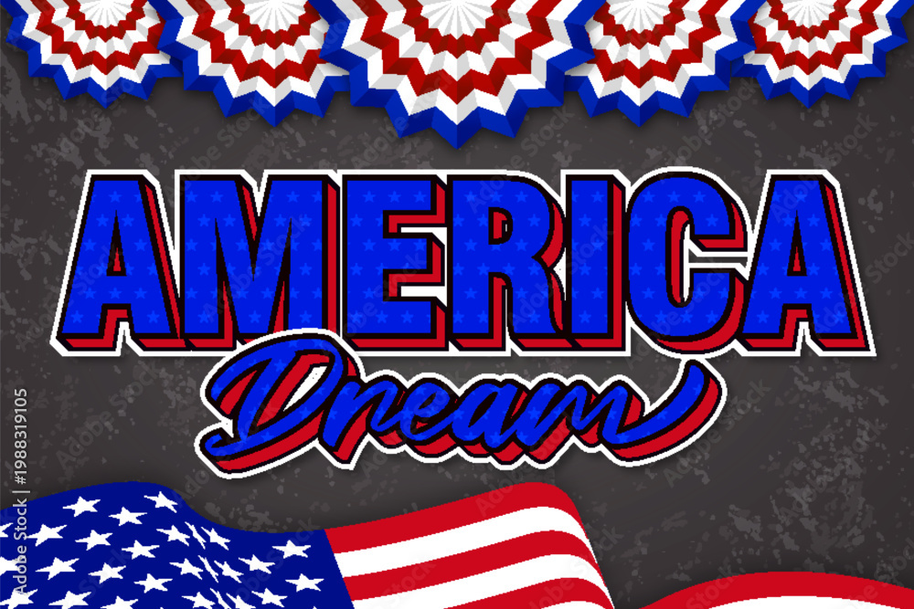 Fototapeta premium america dream celebrate typography editable text effect font style template design lettering