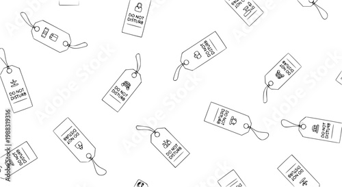 Luxury hotel do not disturb tag seamless pattern vector scattered hospitality background design
