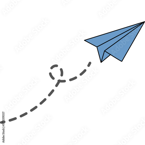 Blue Paper Airplane Flying Icon