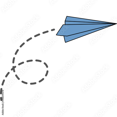 Blue Paper Airplane Flying Icon
