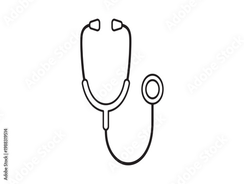 Simple line drawing of a stethoscope a medical tool for auscultation and health monitoring