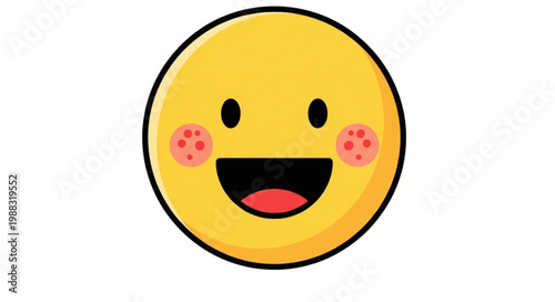 Happy Yellow Smiley Face Icon with Blushing Cheeks.