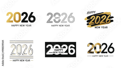 Creative year numbers and event badges for 2026 and 2020 celebrations Vector