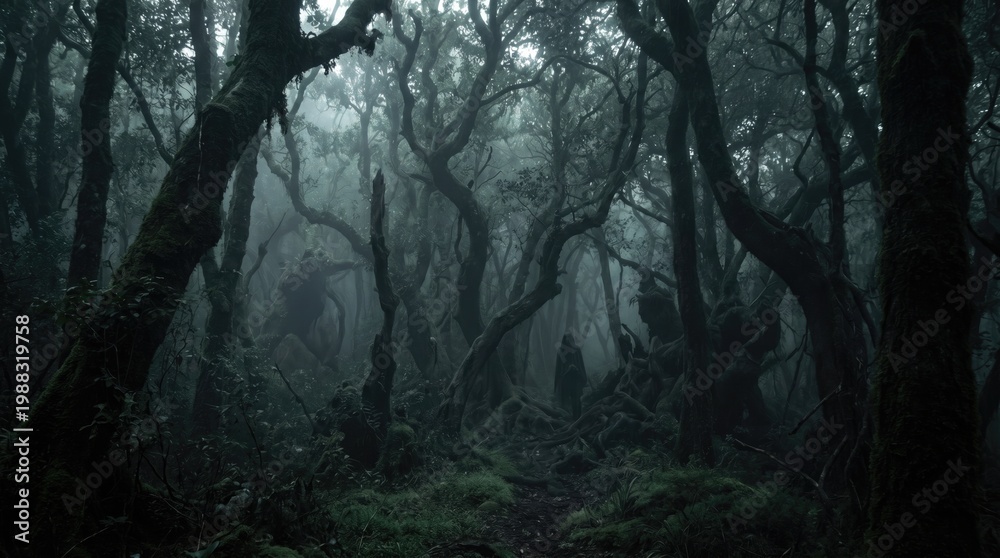 Obraz premium A dense forest filled with many green trees, ideal for environmental and nature-related projects