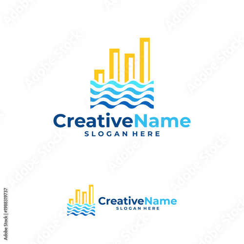 Stats water logo design vector template, Creative stats water logo concepts illustration