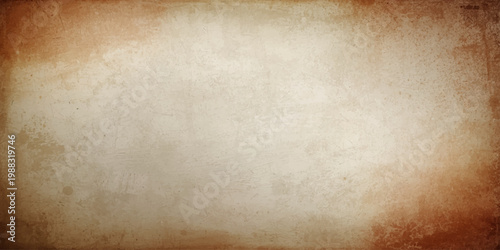 An aged vintage parchment background features a stained brown grunge texture with a weathered antique pattern on blank retro paper