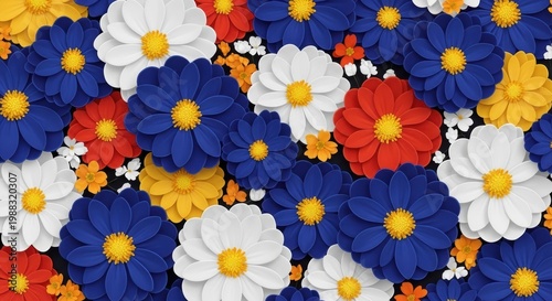Colorful Primrose Flowers Flat Lay for Spring Nature and Floral Design Projects