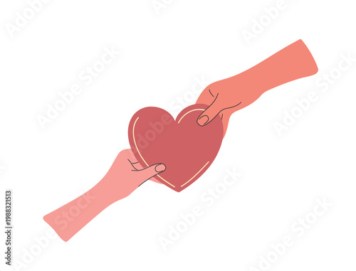 Hands Sharing a Heart Charity Illustration