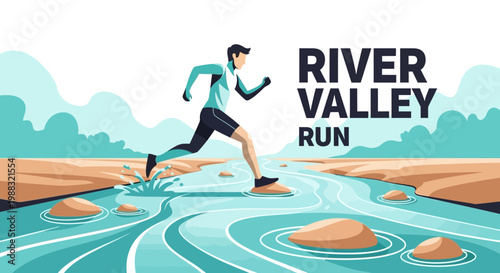 Runner Enjoys Nature While Participating In The River Run Event And Competition