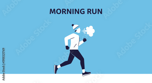 Runner Exercising Outdoors on a Cold Day Wearing Winter Clothes and Accessories