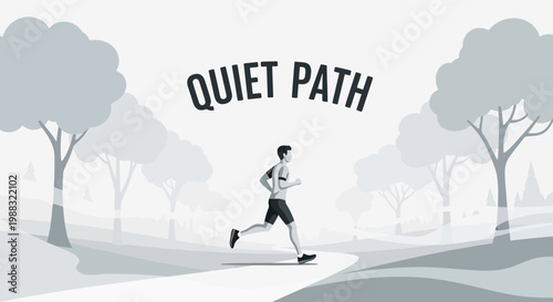 Runner Exploring Serene Pathway In A Shaded Park During A Calm Morning Exercise Session