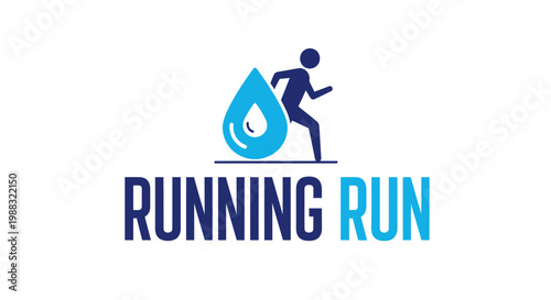 Runner Hydration: Fresh Design Depicting Running, Sport, And Water Drop Concept Illustration