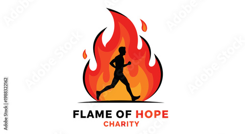 Runner Ignited, Flame Of Hope Charity Illustration Symbolizing Perseverance And Aid