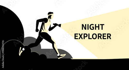 Runner Exploring The Night With A Flashlight, Illuminating New Adventures at Dusk