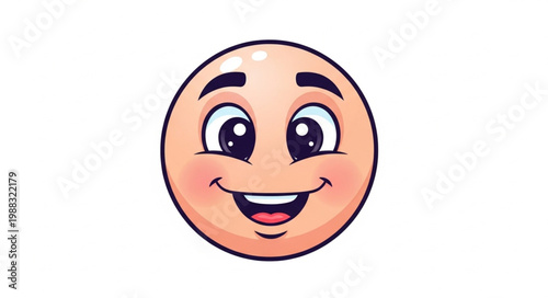 Happy Face Cartoon Character with Big Smile.