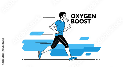 Runner In Action Demonstrating Oxygen Boost Concept During Running Exercise Session