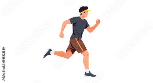 Runner In Action: Dynamic Athlete Running Forward Against a White Background Illustration