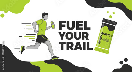 Runner Gearing Up With Energy Gel For The Trail For Optimal Endurance or Stamina