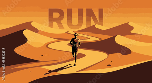 Runner in Desert Concept, Representing Determination and Physical Endurance