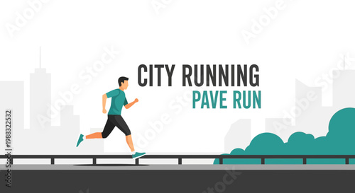 Runner In Dynamic Motion On City Road, Sport Event Illustration, Running Competition