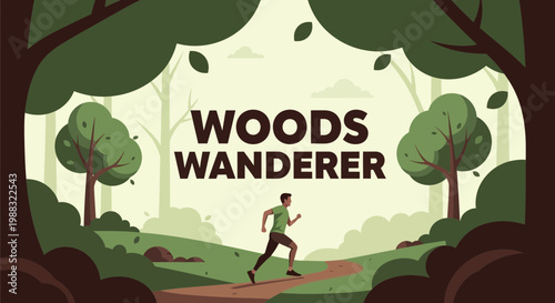 Runner in the Woods Amidst Nature and Greenery Perfect Sports and Lifestyle Image