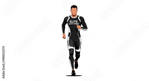 Runner In Fitness Apparel, Black And White Design, Demonstrating Athleticism
