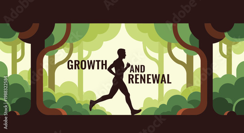 Runner in Forest Design Showing Concept of Growth And Renewal For Illustration
