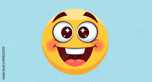 Happy Face Emoji with Big Eyes and Wide Smile.