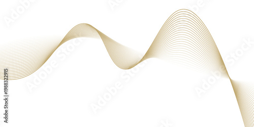 abstract wavy gold lines on transparent background