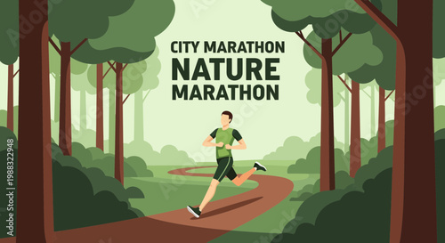 Runner in Natural Course, Featuring Nature Marathon, Promoting Good Health, Outdoor Sport