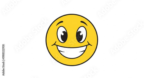 Happy Smiley Face Icon with Big Smile and Wide Eyes.