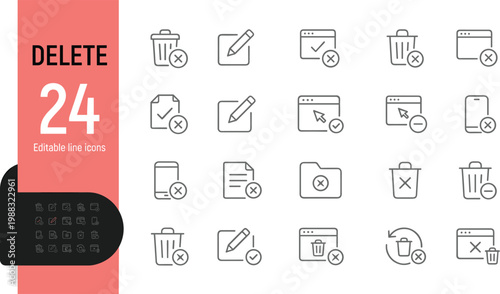 set of delete icons vector illustration flat design