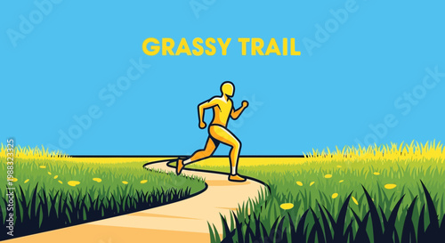 Runner On Grassy Trail Illustration Capturing Fitness And Outdoor Adventure Vibe