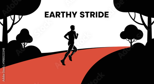 Runner on Path of Earthy Stride, Silhouette Style, Suitable for Health and Action Themes