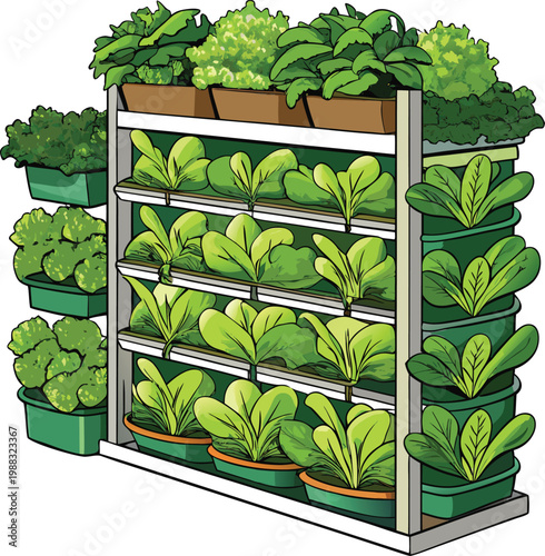 vertical hydroponic lettuce farm in modern urban indoor setting for Urban Gardening, Perfect for Adobe Stock Eco-Friendly Branding and Environmental Awareness Campaigns